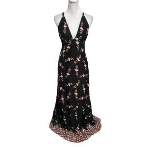 Poupette St Barth NWT Mara Silk Maxi Dress Women’s Size Small Open Back Satin